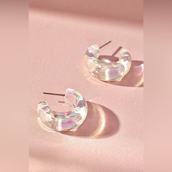 Maeve NWOT Earrings Iridescent Resin Hoop Earrings - Picture 3 of 5